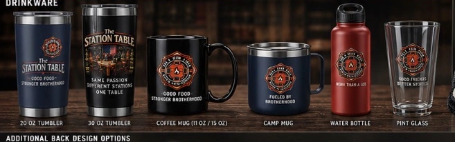 Station Table Drinkware: approved Station Table drinkware lineup