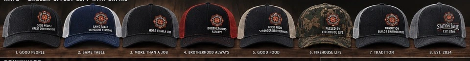 Station Table Hats: approved Station Table hat design lineup