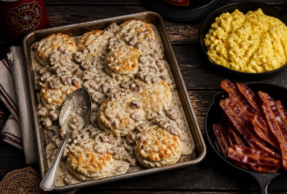 Sheet Pan Biscuits & Sausage Gravy